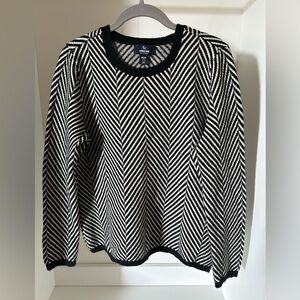 Cashmere Lands' End Black and White Chevron Sweater